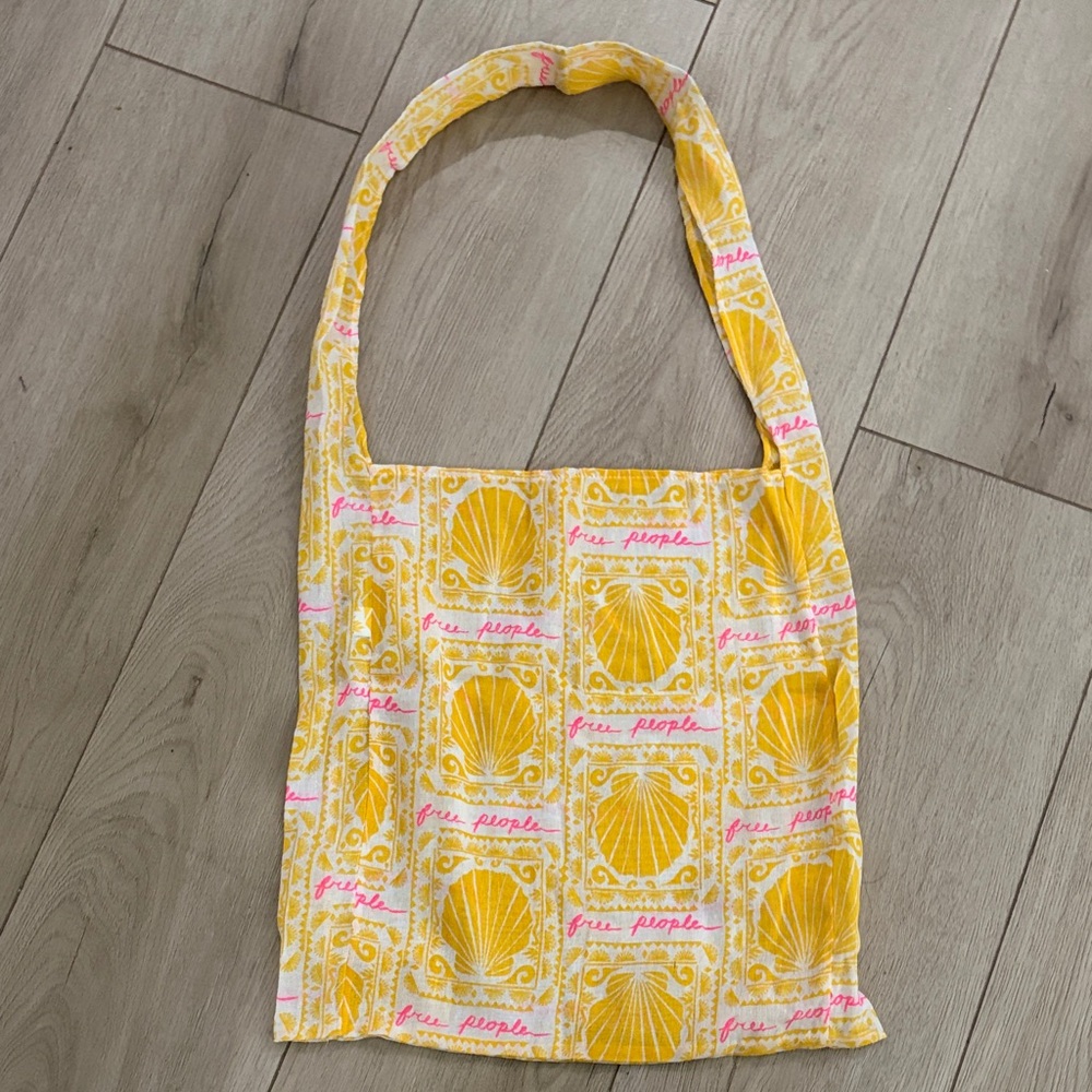 Free People Vibrant Yellow and Pink Tote